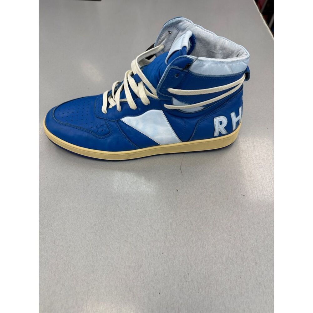 Rhude Blue and White High-Top Sneaker